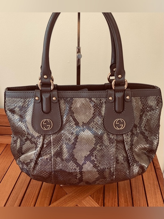 Gucci Handbags - Gucci Studded Brown Python Handbag